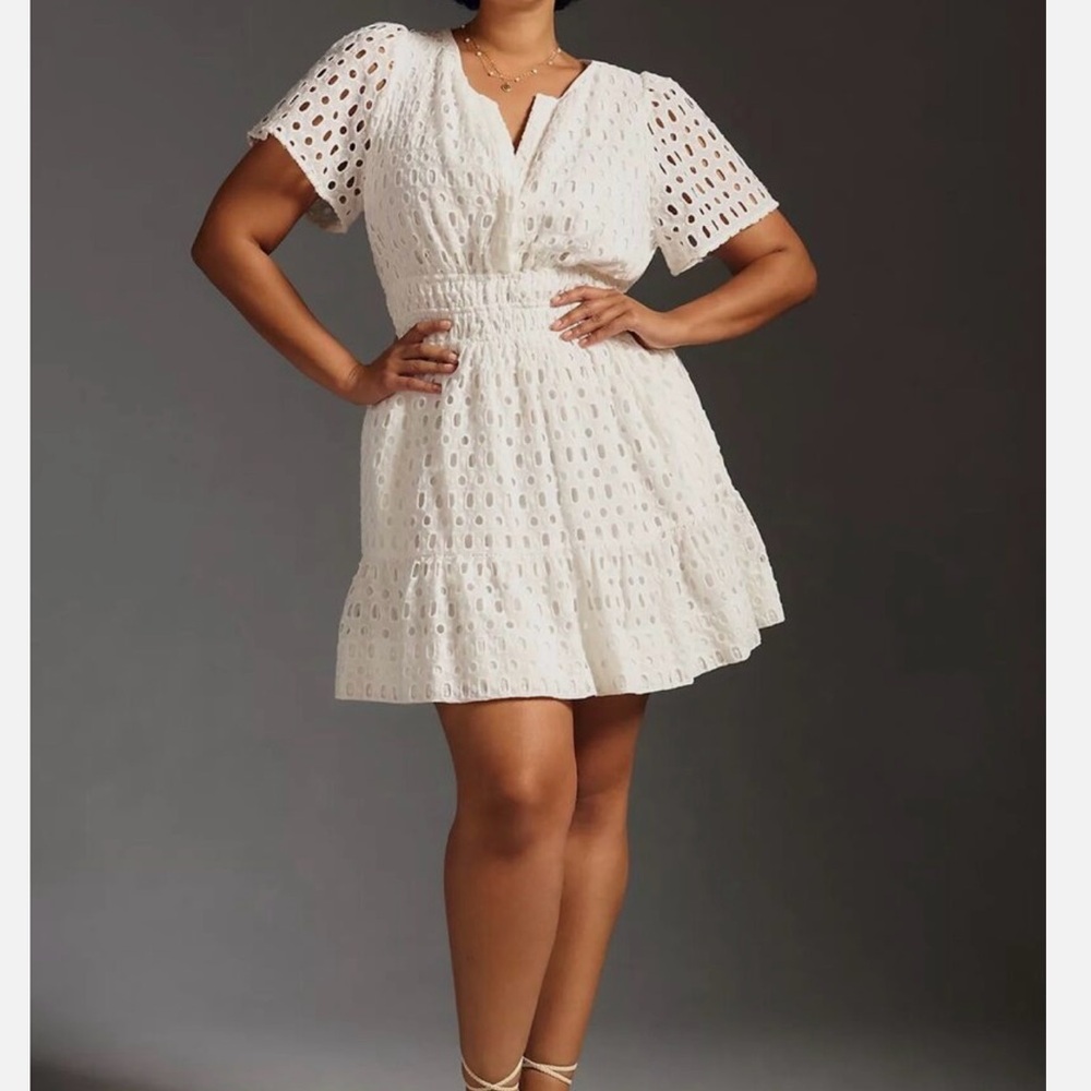 Anthropologie White Eyelet Somerset Mini Dress ☀️